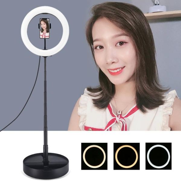 10.2 Inch 26cm Usb 3 Modes Led Selfie Ring Light Pgraphy Vlogging Video Light Foldable Stand Tripod & Deskholder