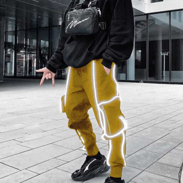 new men's street hip hop trend fitness pants reflective leisure sports multi pocket overalls pants designer trousers, Black
new men's street hip hop trend fitness pants reflective leisure sports multi pocket overalls pants designer trousers, Black