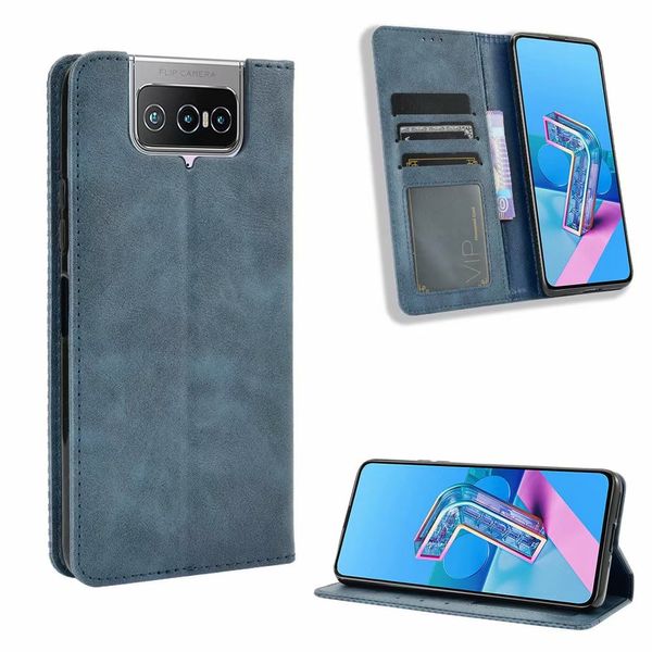 Image of Wallet Leather Cases For Asus Zenfone 9 ZENFONE 7 Pro ZS670KS Case Magnetic Book Stand Card Asus Zenfone 8 Flip Rog Phone 5 5s Cover