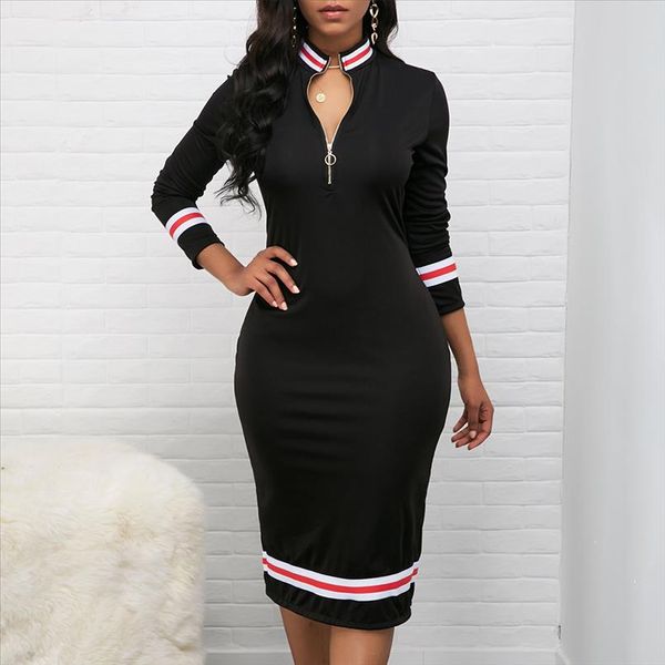 women dress 2020 spring long sleeve half high collar zipper hip dress sport style fashion for ladies femme vestido d30, Black;gray
women dress 2020 spring long sleeve half high collar zipper hip dress sport style fashion for ladies femme vestido d30, Black;gray