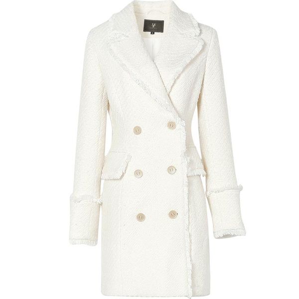 vintage small fragrance tweed wool coat women autumn winter double breasted slim medium length overcoat, Black
vintage small fragrance tweed wool coat women autumn winter double breasted slim medium length overcoat, Black