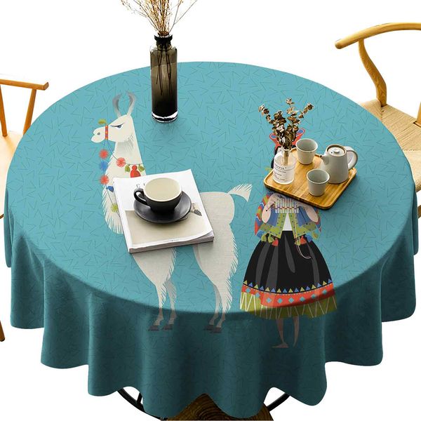 waterproof round tablecloths peruvian woman knitting with a white alpaca wrapped with flower colorful illustration
waterproof round tablecloths peruvian woman knitting with a white alpaca wrapped with flower colorful illustration