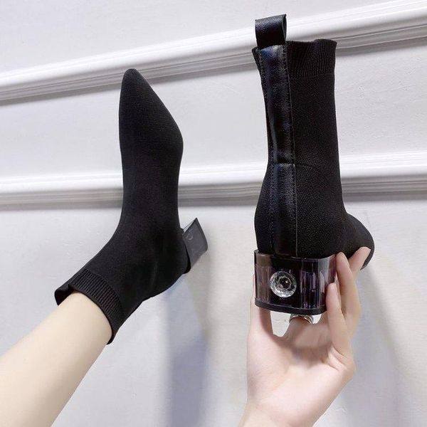 women's rubber boots autumn shoes crystal winter footwear boots-women luxury designer rain pointy rhinestone ankle med, Black
women's rubber boots autumn shoes crystal winter footwear boots-women luxury designer rain pointy rhinestone ankle med, Black