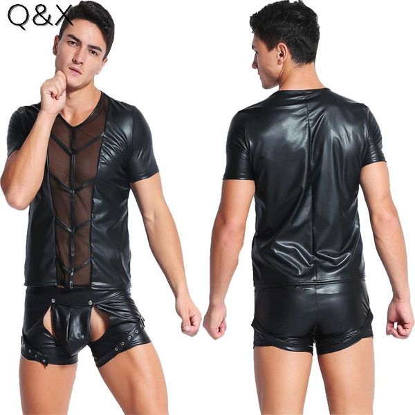 men's t-shirts s-2xl 2021 fashion summer black faux leather men lingerie fitness tight tees short sleeves front tulle t shirts, White;black
men's t-shirts s-2xl 2021 fashion summer black faux leather men lingerie fitness tight tees short sleeves front tulle t shirts, White;black