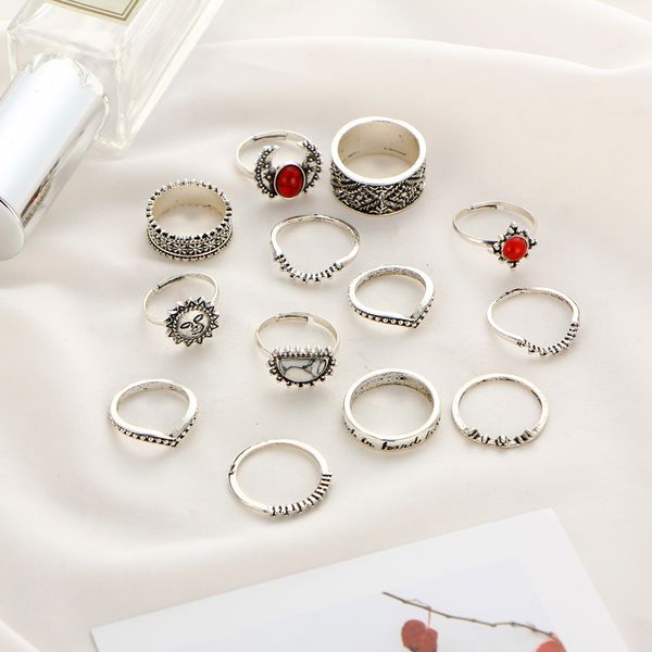 set engraved 14pcs/set fashion joint jewelry ring bohemian vintage punk antique silver-color sun face finger rings for women wholesale, Golden;silver
set engraved 14pcs/set fashion joint jewelry ring bohemian vintage punk antique silver-color sun face finger rings for women wholesale, Golden;silver