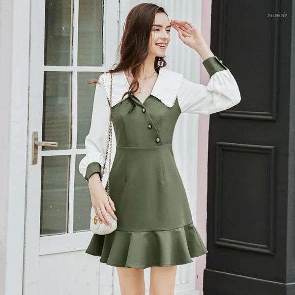 2020 new literary retro british style skirt women's spring new personality stitching lotus leaf dress women1, White;black
2020 new literary retro british style skirt women's spring new personality stitching lotus leaf dress women1, White;black