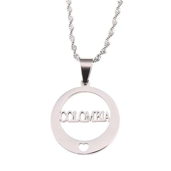 stainless steel round alphabet colombia pendant necklace heart colombia charm women jewelry, Silver
stainless steel round alphabet colombia pendant necklace heart colombia charm women jewelry, Silver