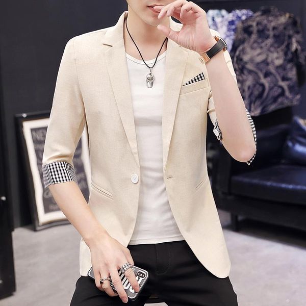 men's suits & blazers suit korean version slim casual jacket middle sleeve summer student thin small seven minute handsome trend, White;black
men's suits & blazers suit korean version slim casual jacket middle sleeve summer student thin small seven minute handsome trend, White;black