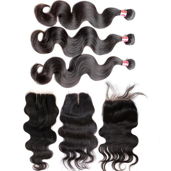bella hair 4pcs lot indian virgin hair bundles with closure 4*4 body wave human hair extensions full head natural color, Black
bella hair 4pcs lot indian virgin hair bundles with closure 4*4 body wave human hair extensions full head natural color, Black