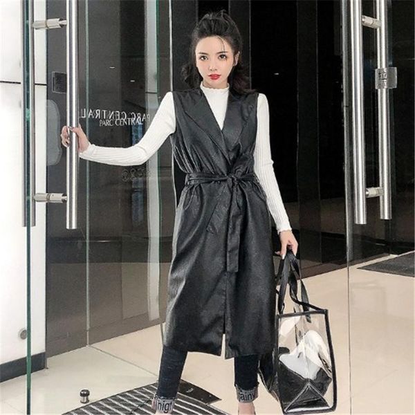 pu leather vest jacket sleeveless female elegant pu leather long coat 2020 autumn new fashion v-neck sashes waistcoat ds50926, Black
pu leather vest jacket sleeveless female elegant pu leather long coat 2020 autumn new fashion v-neck sashes waistcoat ds50926, Black