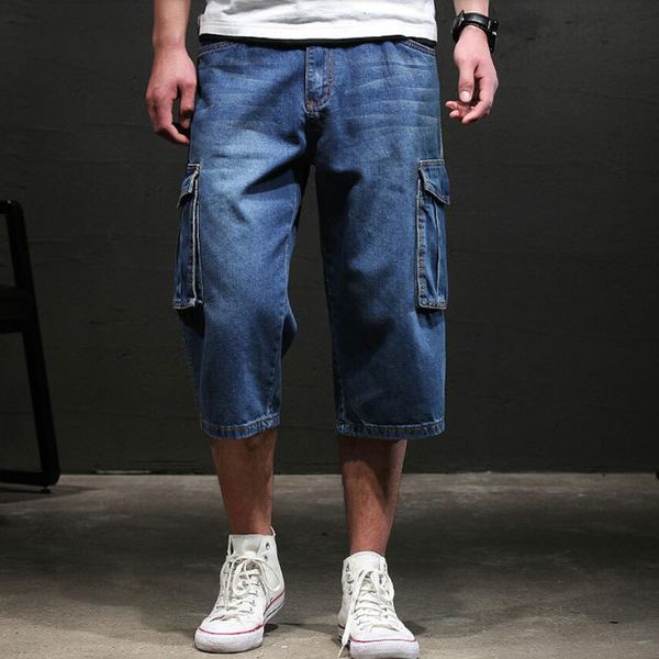 cut into pants summer jeans, men's loose shorts, 7-point multi-pocket overalls, straight-leg big size b0m4, White;black
cut into pants summer jeans, men's loose shorts, 7-point multi-pocket overalls, straight-leg big size b0m4, White;black