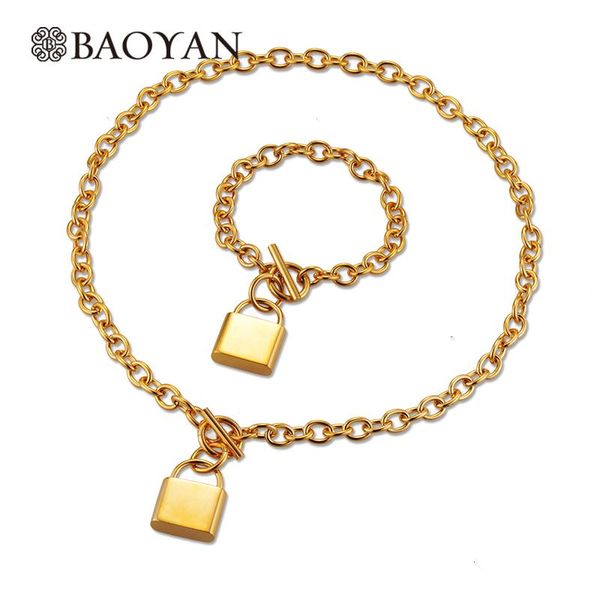 baoyan vintage gold lock jewelry set stainless steel necklace bracelet set jewelry african wedding bridal sets for women, Silver
baoyan vintage gold lock jewelry set stainless steel necklace bracelet set jewelry african wedding bridal sets for women, Silver