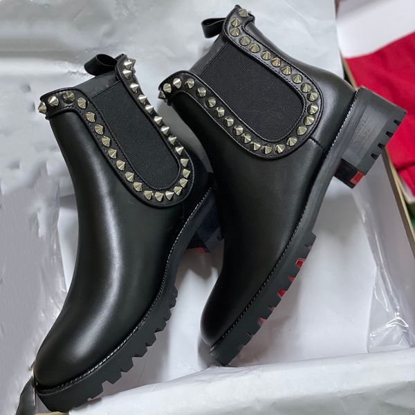 women designer red bottom ankle boots with spikes capahutta flat leather martin boots with stud fashion party shoes with box 269, Black
women designer red bottom ankle boots with spikes capahutta flat leather martin boots with stud fashion party shoes with box 269, Black