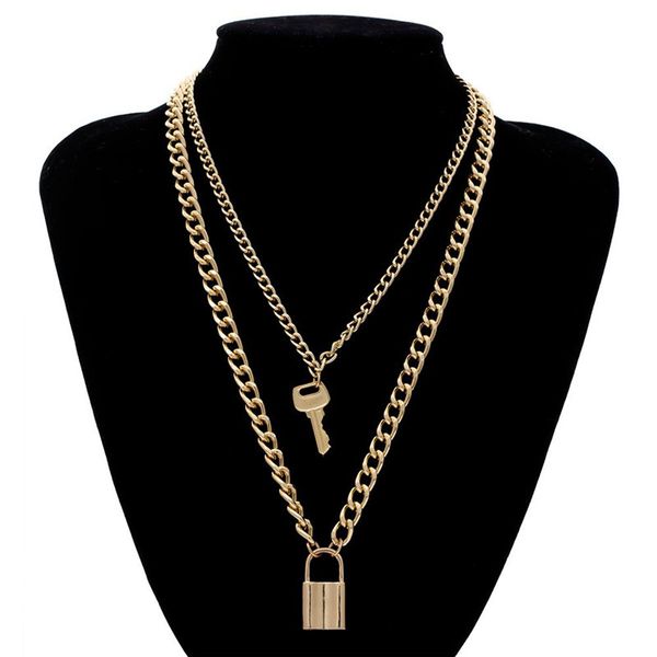 chains key padlock pendant necklace for women gold/silver lock layered chain on the neck with punk jewelry
chains key padlock pendant necklace for women gold/silver lock layered chain on the neck with punk jewelry
