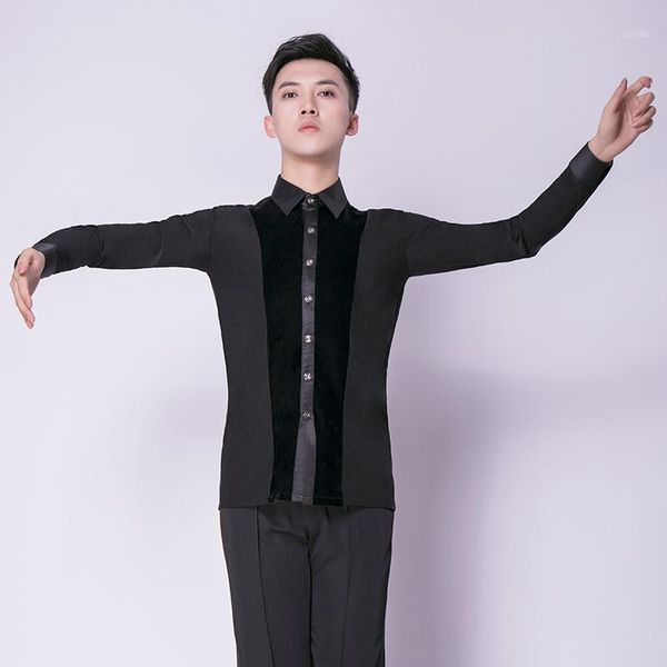 h2616 men latin dance shirt black practice costumes male samba tango professional competition fashion long sleeve, Black;red
h2616 men latin dance shirt black practice costumes male samba tango professional competition fashion long sleeve, Black;red
