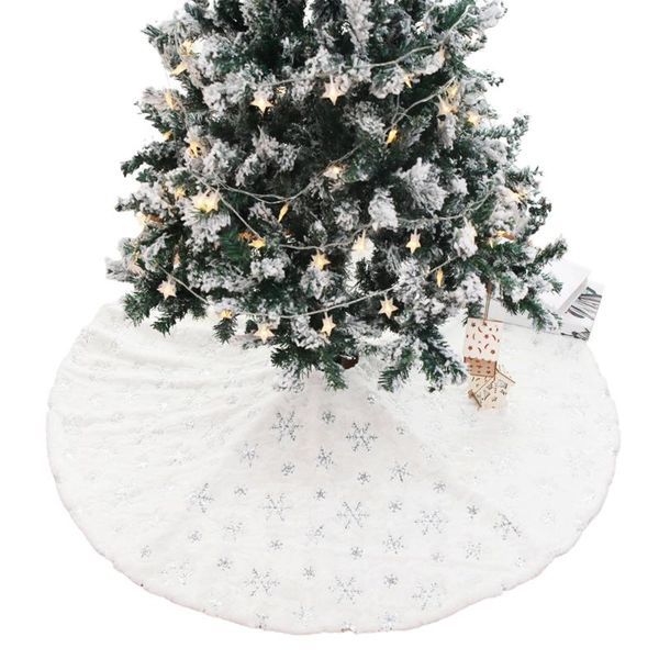 christmas decorations 90cm/122cm white tree skirt plush sequins snowflake embroidery apron
christmas decorations 90cm/122cm white tree skirt plush sequins snowflake embroidery apron