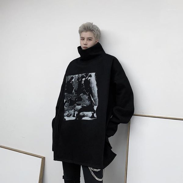 men's hoodies & sweatshirts men turtleneck print fleece thick warm pullover hoodie male streetwear hip hop punk gothic loose casual swe, Black
men's hoodies & sweatshirts men turtleneck print fleece thick warm pullover hoodie male streetwear hip hop punk gothic loose casual swe, Black