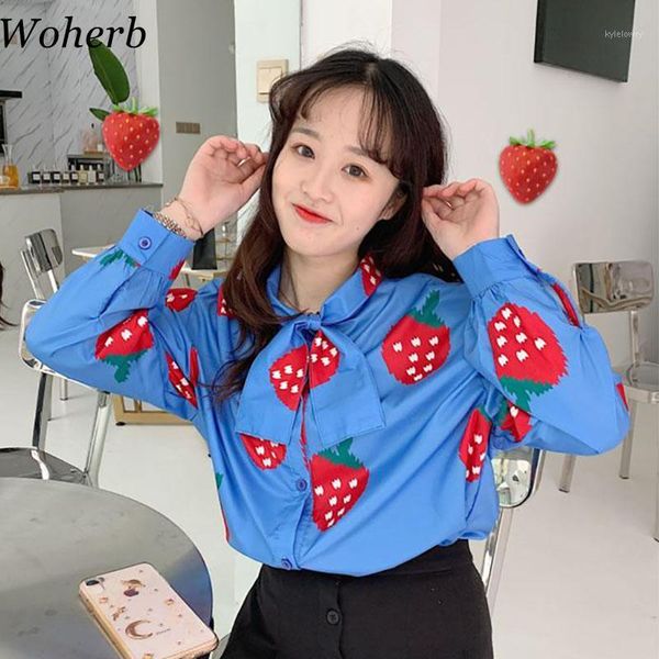 woherb korean fashion 2019 summer plus size long sleeve shirt women kawaii blouse print strawberry bandage blusas 211651, White
woherb korean fashion 2019 summer plus size long sleeve shirt women kawaii blouse print strawberry bandage blusas 211651, White