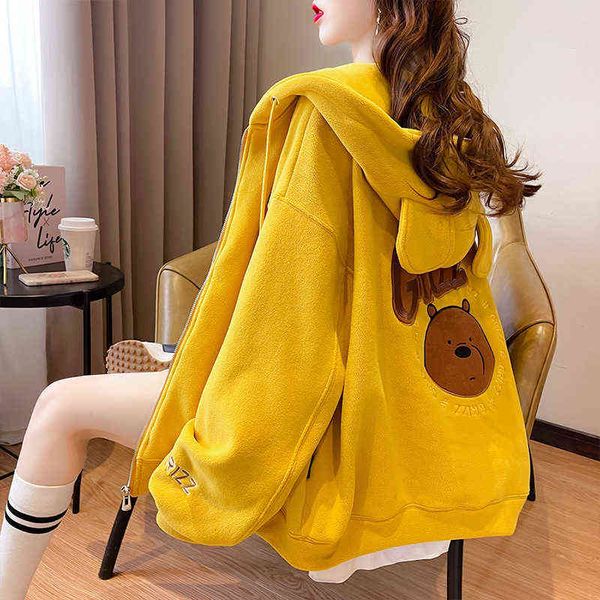 women's hoodi sweatshirt's hoodi sweatshirts 2022 spring and autumn korean loose plush thickened large size lamb cashmere cartoon, Black
women's hoodi sweatshirt's hoodi sweatshirts 2022 spring and autumn korean loose plush thickened large size lamb cashmere cartoon, Black