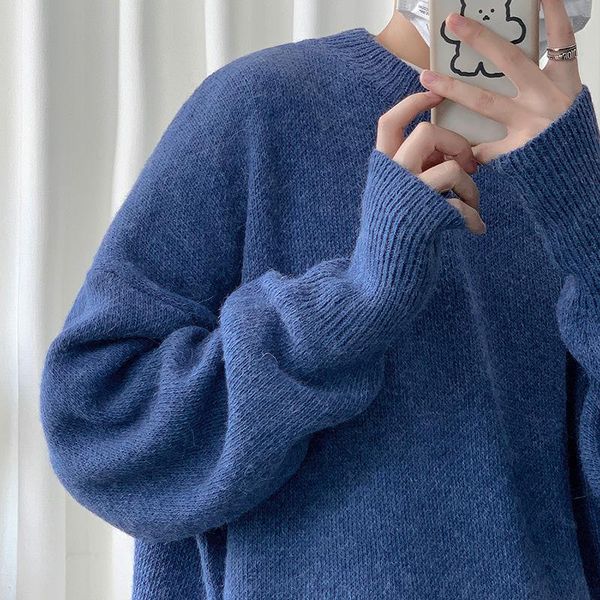 solid sweater round neck 5 color neutral men pullover thick winter loose oversized knitting cashmere sweater, White;black
solid sweater round neck 5 color neutral men pullover thick winter loose oversized knitting cashmere sweater, White;black