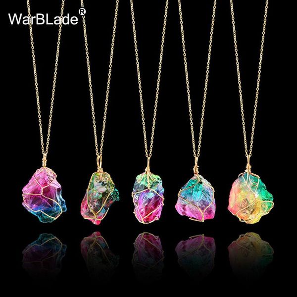 chains warblade rainbow natural stone crystal pendant necklace wire wrapping irregular drusy quartz necklaces for women gift, Silver
chains warblade rainbow natural stone crystal pendant necklace wire wrapping irregular drusy quartz necklaces for women gift, Silver