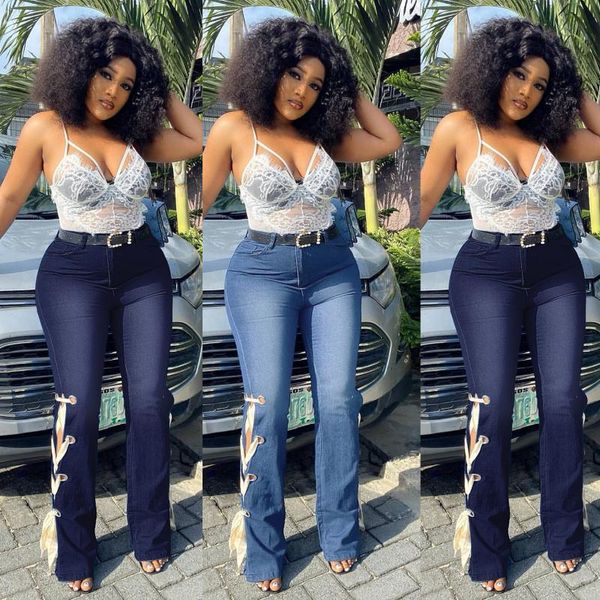 haoohu 2020 new women's jeans pants fashion trends casual solid high stretch tight stretch lace up denim wide leg pants, Blue
haoohu 2020 new women's jeans pants fashion trends casual solid high stretch tight stretch lace up denim wide leg pants, Blue