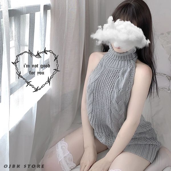 backless women sweaters grey turtleneck sleeveless long virgin killer cosplay costumes japanes knitted and pullovers, Red;black
backless women sweaters grey turtleneck sleeveless long virgin killer cosplay costumes japanes knitted and pullovers, Red;black