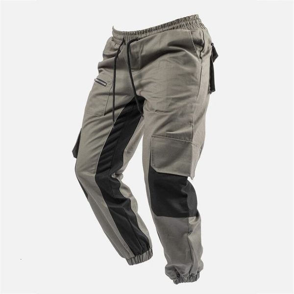 2020 new casual korean multi pocket overalls outdoor running leggings men's pants, Black