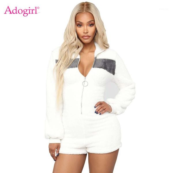 adogirl color patchwork women fleece shorts jumpsuit turn down collar zipper long sleeve romper faux fur warm winter playsuit1, Black;white
adogirl color patchwork women fleece shorts jumpsuit turn down collar zipper long sleeve romper faux fur warm winter playsuit1, Black;white