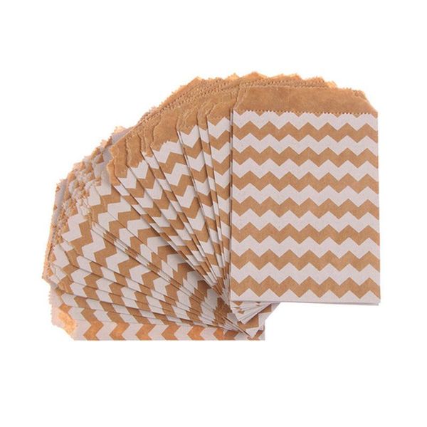 25pcs 18*13cm wave dot kraft paper candy biscuit bags packing pouch popcorn bag birthday wrapping supplies pastry tool