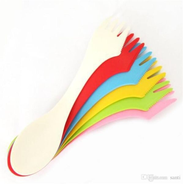 3 in 1 spoon fork cutter travel camping hiking picnic plastic spork combo travelling gadget cutlery tableware 
3 in 1 spoon fork cutter travel camping hiking picnic plastic spork combo travelling gadget cutlery tableware