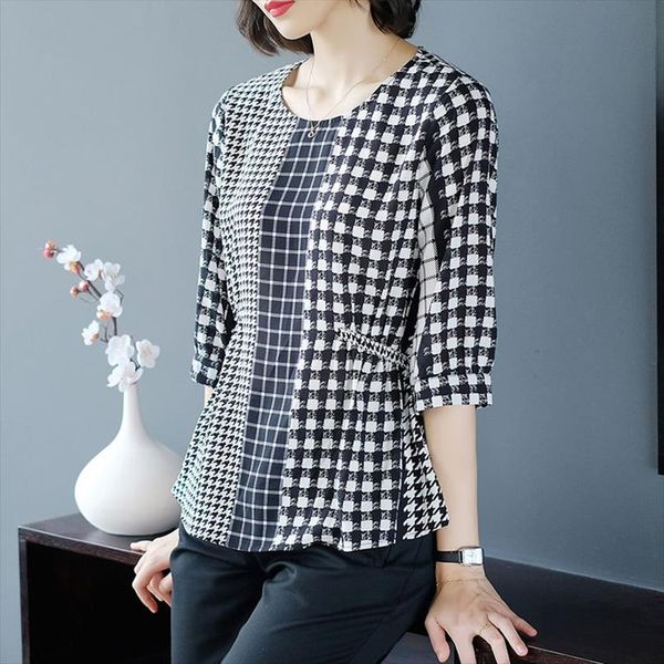 fashion womens spring summer chiffon blouses women casual o neck black color plaid loose shirt womens blusas df3568, White
fashion womens spring summer chiffon blouses women casual o neck black color plaid loose shirt womens blusas df3568, White