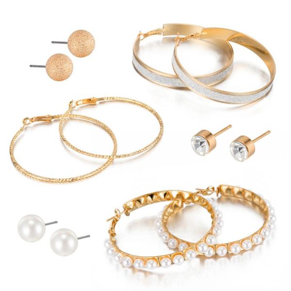 new 6 pair / set vintage gold color big circle hoop earrings for scrub pearl earrings ear earring women party jewelry, Golden;silver
new 6 pair / set vintage gold color big circle hoop earrings for scrub pearl earrings ear earring women party jewelry, Golden;silver