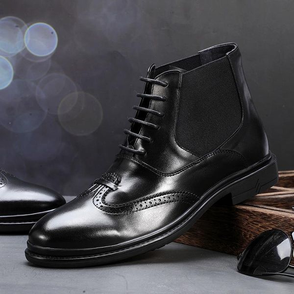 fall 2021 new high casual leather shoes men's leather soft trend mid short boots men's jeans boots, Black
fall 2021 new high casual leather shoes men's leather soft trend mid short boots men's jeans boots, Black
