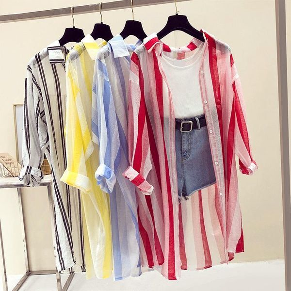 summer sunscreen jackets women ultralight thin striped color jackets casual turn-down collar long sleeve single-breasted jacket, Black;brown
summer sunscreen jackets women ultralight thin striped color jackets casual turn-down collar long sleeve single-breasted jacket, Black;brown