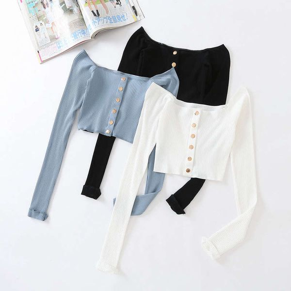 bn539-19 spring slim square neck single breasted short navel exposed ultra long sleeve threaded t-shirt, Black;gray
bn539-19 spring slim square neck single breasted short navel exposed ultra long sleeve threaded t-shirt, Black;gray