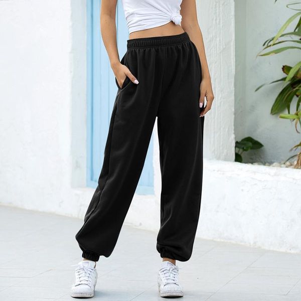 running pants pleated elastic high waist pant joggers women pockets solid color casual baggy sweatpants harajuku sports trousers, Black;blue
running pants pleated elastic high waist pant joggers women pockets solid color casual baggy sweatpants harajuku sports trousers, Black;blue