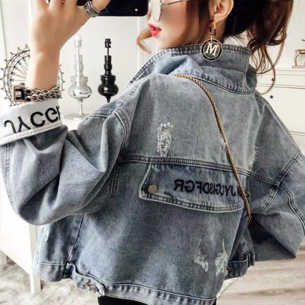2020 vintage letter embroidery jean jacket women fashion korean spring summer short denim coat cow boy jeans bomber women jacket, Black;brown
2020 vintage letter embroidery jean jacket women fashion korean spring summer short denim coat cow boy jeans bomber women jacket, Black;brown