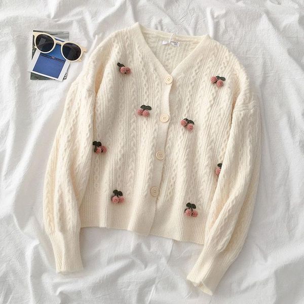 women's knits & tees embroidery women cardigan appliques cherry sweet girls kardigan solid spring autumn female cardigans single breast, White
women's knits & tees embroidery women cardigan appliques cherry sweet girls kardigan solid spring autumn female cardigans single breast, White