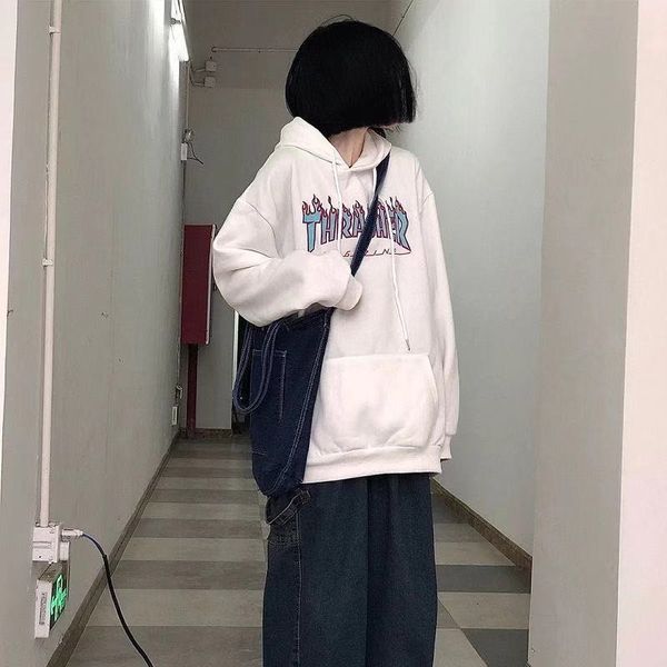 hooded sweater women's fashion ins plush winter new bf yuansuo style korean loose long sleeve coat for students, Black
hooded sweater women's fashion ins plush winter new bf yuansuo style korean loose long sleeve coat for students, Black