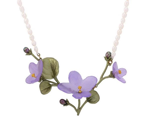 csxjd genuine version metal bronze african violet necklace natural pearl vintage women's wedding necklace accessories, Silver
csxjd genuine version metal bronze african violet necklace natural pearl vintage women's wedding necklace accessories, Silver