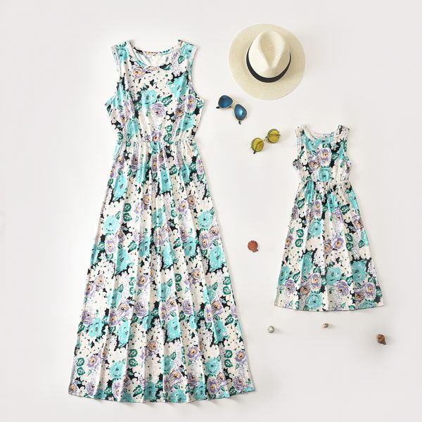 2020 new european and american style parent-child parent-child wear sleeveless flower print dress long skirt, Blue
2020 new european and american style parent-child parent-child wear sleeveless flower print dress long skirt, Blue