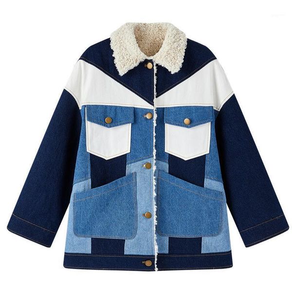 new autumn winter lambswool coat women patchwork denim woolen jacket female fashion warm thick wool parka jacket outerwear p2241, Black
new autumn winter lambswool coat women patchwork denim woolen jacket female fashion warm thick wool parka jacket outerwear p2241, Black