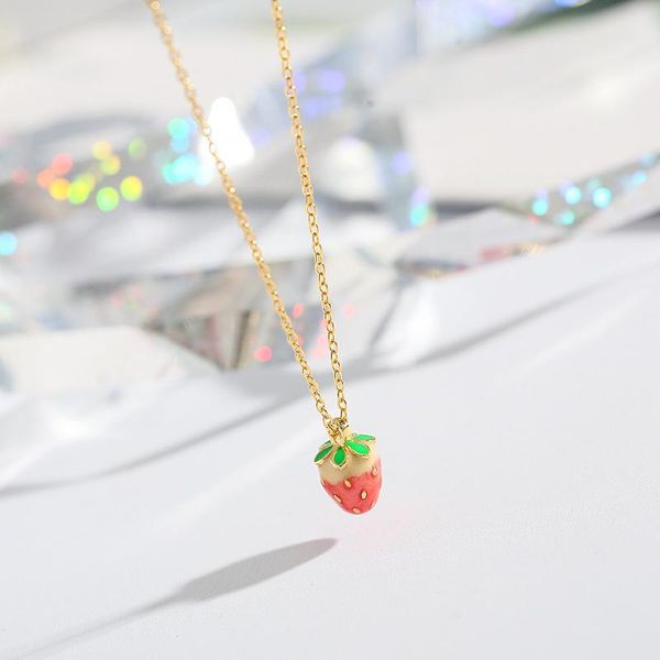 obear authentic silver plated silver sweet strawberry red enamel charm pendant necklaces for women girls fine jewelry
obear authentic silver plated silver sweet strawberry red enamel charm pendant necklaces for women girls fine jewelry