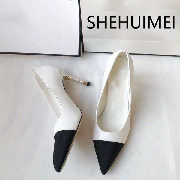 2020 new pearl ladies high heels pointed toe stiletto temperament banquet professional women's singles shoes c0202, Black
2020 new pearl ladies high heels pointed toe stiletto temperament banquet professional women's singles shoes c0202, Black