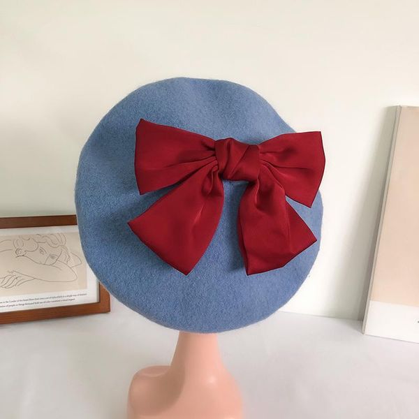 berets super cute fairy big bowknot wool beret original subeilei hat sweet female, Blue;gray
berets super cute fairy big bowknot wool beret original subeilei hat sweet female, Blue;gray