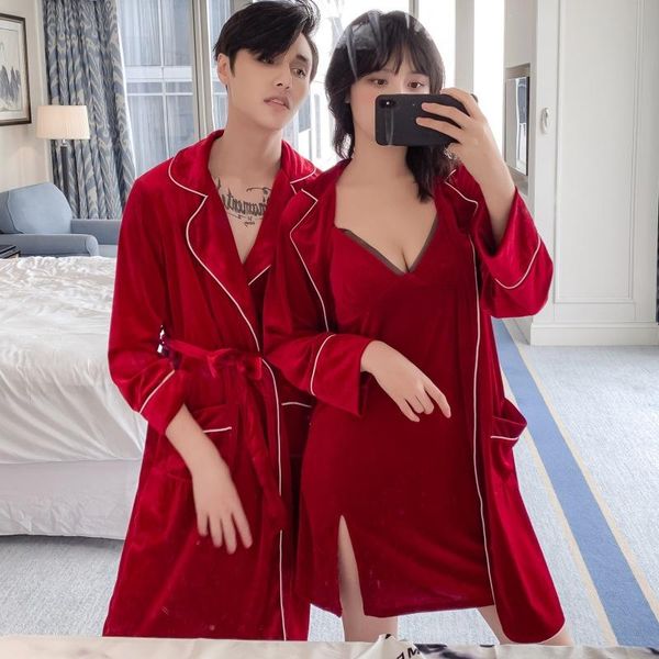 women's sleepwear long-sleeved morning robe golden velvet couple suspender nightgown two-piece set home wear sets autumn sleep, Black;red
women's sleepwear long-sleeved morning robe golden velvet couple suspender nightgown two-piece set home wear sets autumn sleep, Black;red