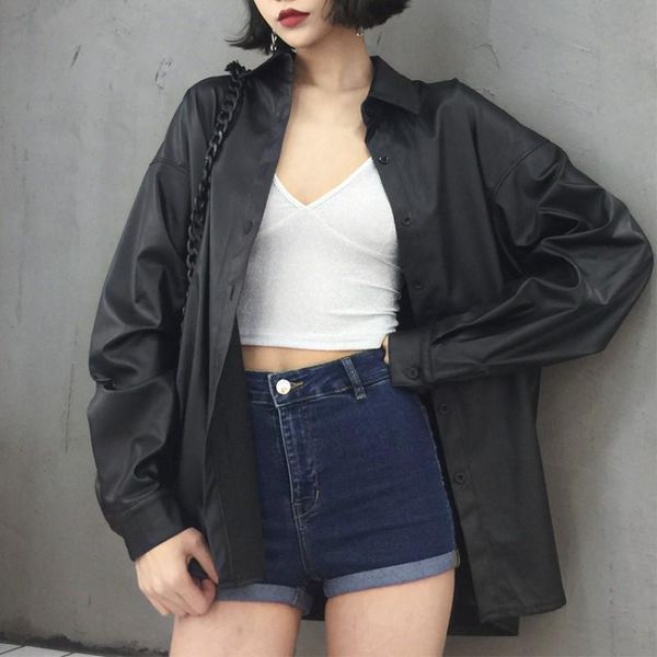 women's jackets spring imitation leather jacket fashion casual loose solid color female black wild, Black;brown
women's jackets spring imitation leather jacket fashion casual loose solid color female black wild, Black;brown