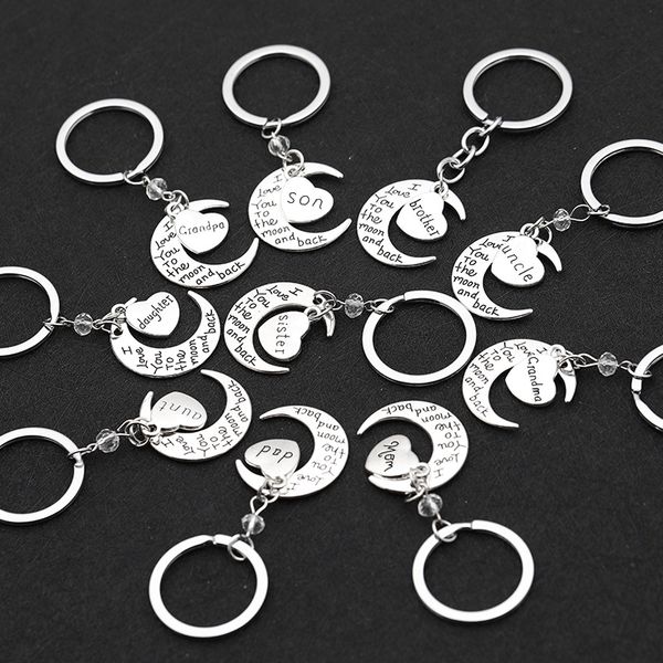 simple moon pendant keyrings engraved letter i love you keychain fashion jewelry bag car key holder valentine's day gift lqq297, Silver
simple moon pendant keyrings engraved letter i love you keychain fashion jewelry bag car key holder valentine's day gift lqq297, Silver