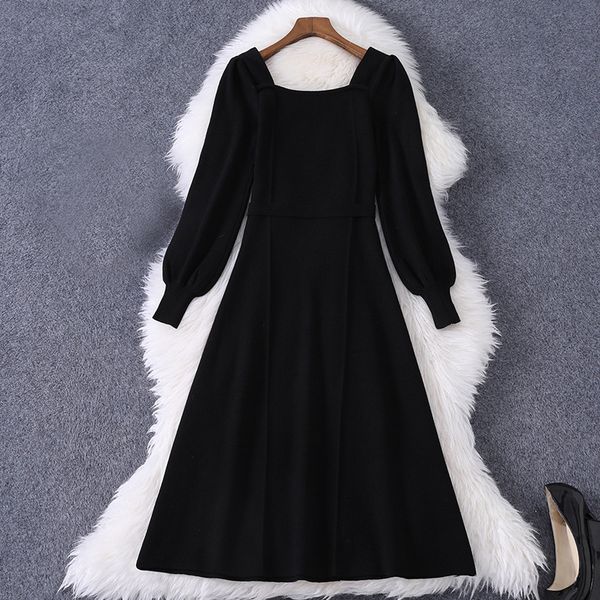 2021 spring long sleeve square neck black pure color knitted belted mid-calf dress elegant casual dresses md258a598, Black;gray
2021 spring long sleeve square neck black pure color knitted belted mid-calf dress elegant casual dresses md258a598, Black;gray